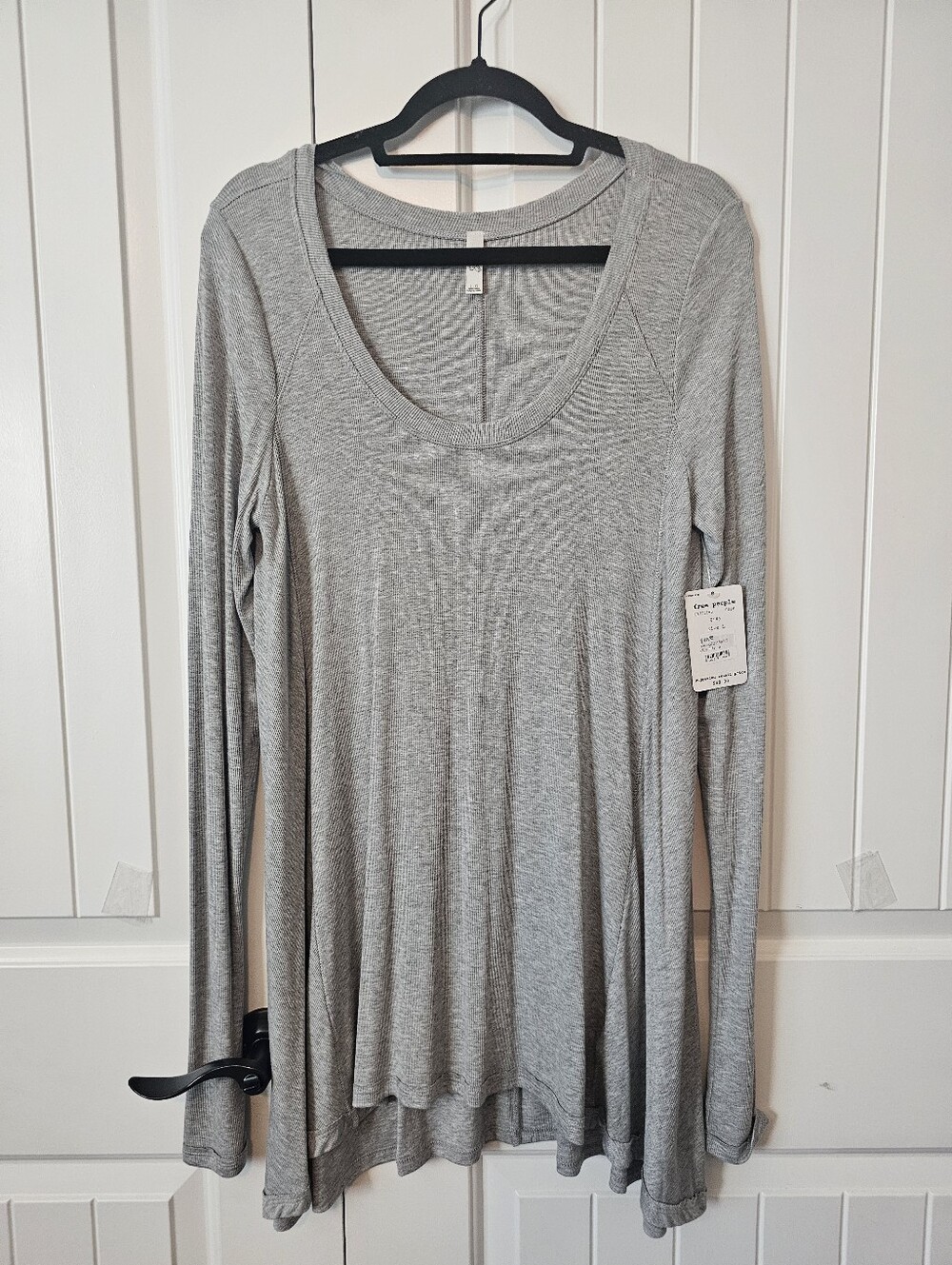 Free People Long Sleeve Scoop Neck Tunic - Light Gray